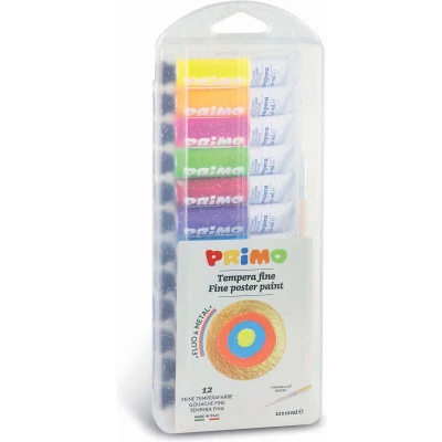 Afbeelding van Primo plakkaatverf metalic &amp; fluoriserend 12 kleuren