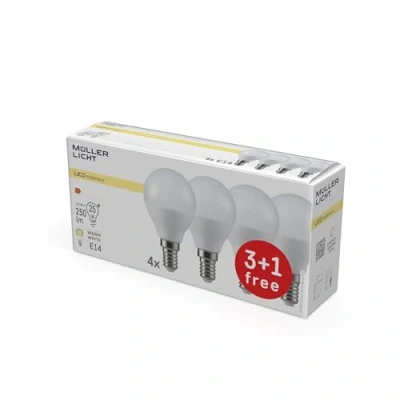 Afbeelding van LED druppellamp E14 3W 2.700K mat 3+1 Set