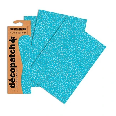 Image de Décopatch C537O Une pochette de 3 feuilles papier imprimé 30x40 cm, Mosaïque bleue