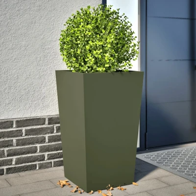 Afbeelding van vidaXL Plantenbakken 2 st 45x45x75 cm staal olijfgroen