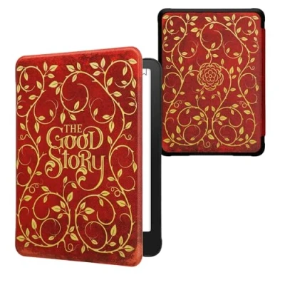 Afbeelding van kwmobile E reader hoesje geschikt voor Amazon Kindle Paperwhite (2024)/Colorsoft hoes flip case met magnetische sluiting Ereader cover Sprookjesboek design in geel / oranje rood