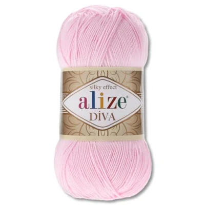 Afbeelding van Frida&#039;s Wollhaus Alize Diva breiwol, haken van microvezel, 100 g, 64 kleuren (185 babyroze)