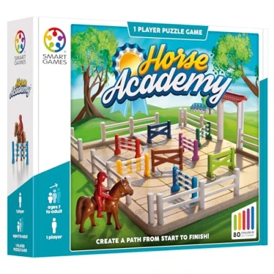 Image de SmartGames Horse Academy, jeu de puzzle avec 80 défis, 7 ans et plus, noir