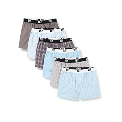 Afbeelding van Lower East Set van 6 boxershorts voor heren, lichtblauw/grijs, M, Lichtblauw/grijs