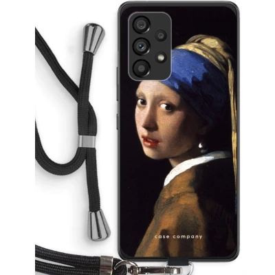 Afbeelding van Case Company® hoesje met Koord geschikt voor Samsung Galaxy A53 5G The Pearl Earring Telefoonhoesje Zwart Bescherming aan alle Kanten en Over de Schermrand