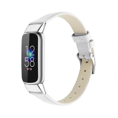 Afbeelding van Fitbit Luxe Leren bandje Maat: Small Wit Roestvrijstale gespsluiting