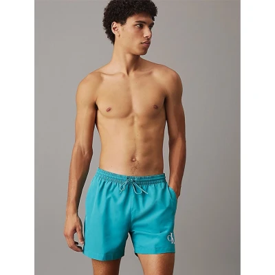 Afbeelding van Calvin Klein Swimwear Medium Drawstring Zwemshorts, Heren, Maat: XL, Hazy teal