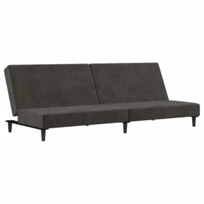 Image de vidaXL Canapé lit à 2 places gris foncé velours375927