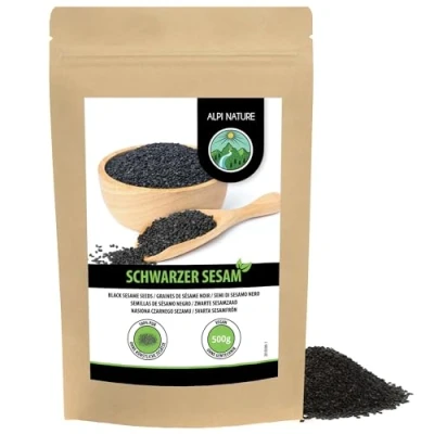 Afbeelding van zwarte sesam (500 g), 100% natuurlijke sesam, sesamzaad zonder toevoegingen