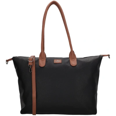 Afbeelding van Charm London Buckingham Schoudertas 15,6 inch Werktas Laptoptas Laptopvak A4 Zwart Cognac