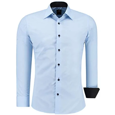 Afbeelding van J&#039;S FASHION Herenhemd slim fit lange mouwen gemakkelijk te strijken Europese maten: S tot 6XL., Lichtblauw