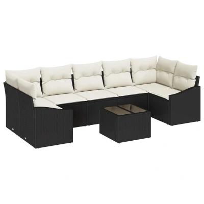 Afbeelding van vidaXL 8 Delige Tuin Sofaset met Kussens Zwart Poly Rattan