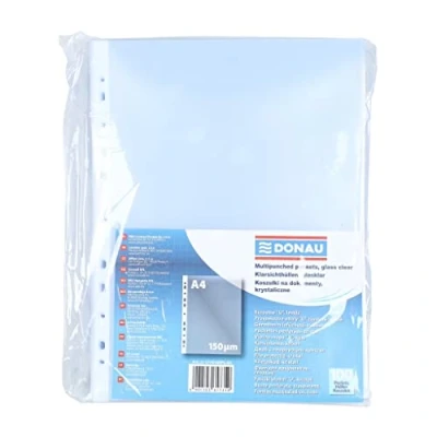 Afbeelding van Donau Transparante hoesjes van kunststof, 150 micron, voor documenten, mappen, 100 stuks