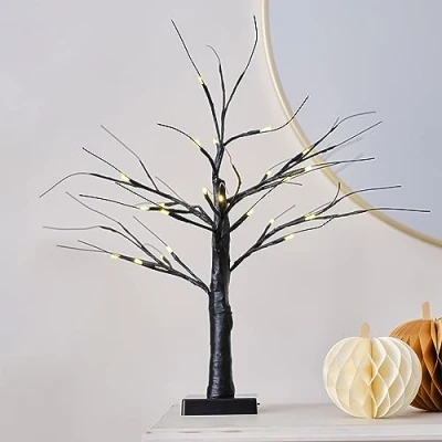 Afbeelding van Decoratie boom zwart met lichtjes Deadly Soiree Ginger Ray