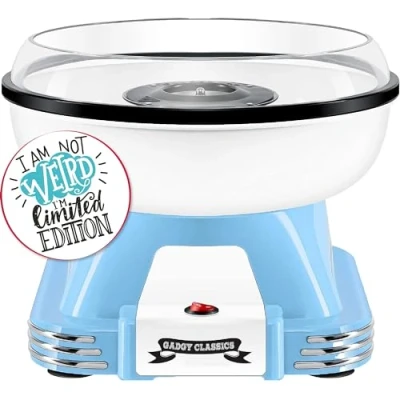 Afbeelding van Gadgy suikerspinmachine voor thuis, suiker of snoep, snoepmachine, suikerspin kinderfeestjes, verjaardagen, blauw