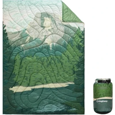 Afbeelding van KingCamp Ultralichte en warme reisdeken, waterdicht, compact, voor camping, kantoor, outdoor, 200 x 145 cm, groen