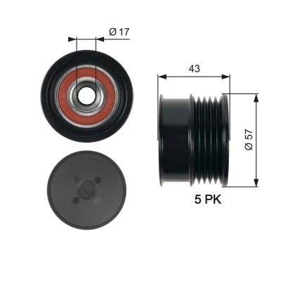 Afbeelding van Gates Vrijloop koppeling dynamo OAP7088
