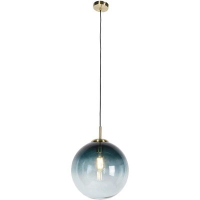 Afbeelding van QAZQA pallon Art Deco Hanglamp eettafel 1 lichts Ø 330 mm Blauw Woonkamer Slaapkamer Keuken