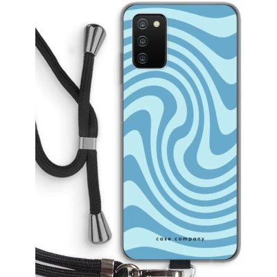 Afbeelding van Case Company® hoesje met Koord geschikt voor Samsung Galaxy A03S Swirl Blauw Telefoonhoesje Zwart Bescherming aan alle Kanten en Over de Schermrand