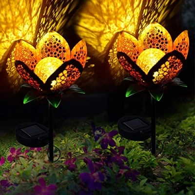 Afbeelding van ALLOMN Zonnelampen, 2 STKS Outdoor Decoratieve Lamp Zonnelampen Landschapsverlichting IP65 Waterdicht Pad Tuin Gazon Lampen Mooi Bloem Ontwerp (Holle Bloemen STUKS)