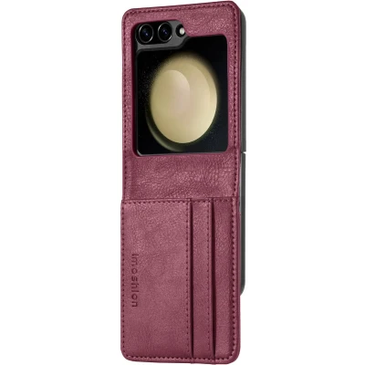 Afbeelding van iMoshion Hoesje Geschikt voor Samsung Galaxy Z flip 6 Met Pasjeshouder Luxe Bookcase versie rood
