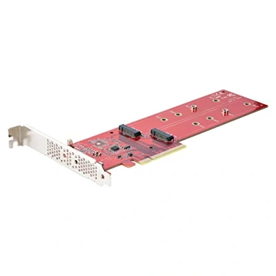 Afbeelding van StarTech.com PCIE M.2 adapter x8/x16 naar Dual NVMe of AHCI SSD PCI Express 4.0, 7,8 Gbps/schijf, bifurcatie vereist, kaart Win/Linux compatibel (DUAL M2 CARD B)