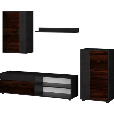 Afbeelding van Vicco Woonwand Berno, Bruin/Antraciet, Set van 4