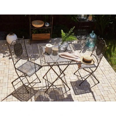 Afbeelding van Beliani BORMIO Tuintafel Zwart 70 x cm IJzer