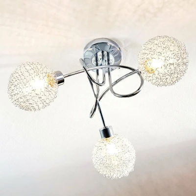 Afbeelding van Lindby plafondlamp 3lichts metaal, glas H: 23.5 cm G9 zilver, chroom