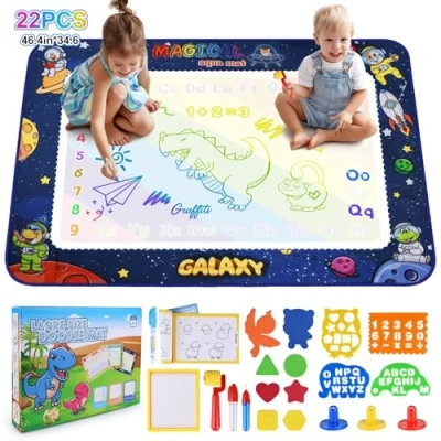 Afbeelding van ROEXUN Kinder Tekenmat, 120*90 Grote Herbruikbare Water Tekening Magische Mat, Baby Mat met Schilderen Toolset, Vuilafstotend, Educatief Speelgoed voor Jongens en Meisjes