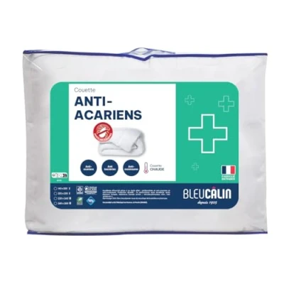 Afbeelding van Bleu Câlin Warm dekbed tegen mijten, 200 x cm, voor eenpersoonsbed of 2 personen, zachte envelop, microvezel, gemaakt in Frankrijk