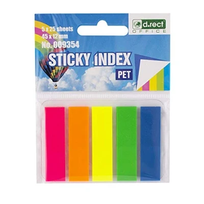 Afbeelding van D.RECT plakstrips, 45 x 12 mm, 5 25 stuks, markeringspagina&#039;s, sticky notes, bladwijzerlabel, zelfklevende bladwijzer, indexen, smalle kleurrijke bladwijzers, 800084