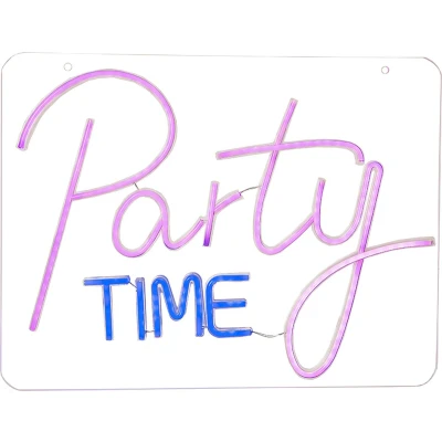 Afbeelding van Star Trading decoratie Plexy, Party Time, feestdecoratie, wanddecoratie, interieur, perspex, LED, roze, blauw, USB kabel, 48 cm