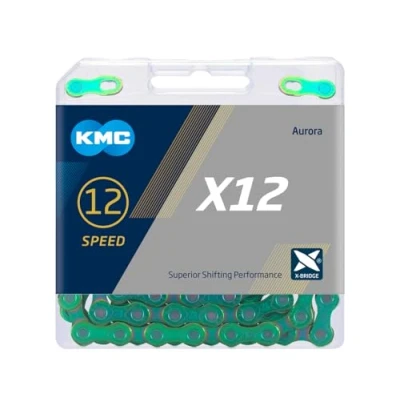Afbeelding van KMC X12 Aurora Green Fietsketting 1/2&quot; x 11/128&quot; 126 schakels 12 versnellingen iridium coating metallic groen