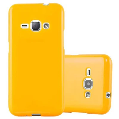 Afbeelding van Cadorabo Hoesje geschikt voor Samsung Galaxy J1 2015 in JELLY GEEL Beschermhoes gemaakt van flexibel TPU silicone Case Cover