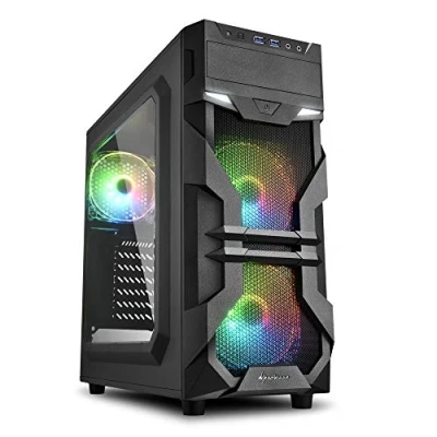 Image de Boîtier PC Sharkoon VG7 W USB 2.0 Acrylique ATX Midi Tower 3 Ventilateurs Noir