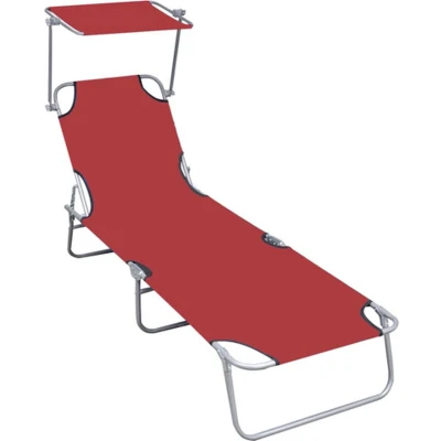 Afbeelding van Ligbed inklapbaar met luifel aluminium rood