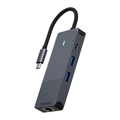 Afbeelding van Rapoo 8in1 USB C Multiport Adapter Zwart