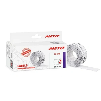 Afbeelding van Meto Etiketten voor handlabelapparaten, ref. 9506159 (22 x 16 mm, 2 lijnen, 6000 etiketten, permanent klevend, Meto, Contact, Sato, Avery, Tovel, Samark enz.) 6 rollen, papier