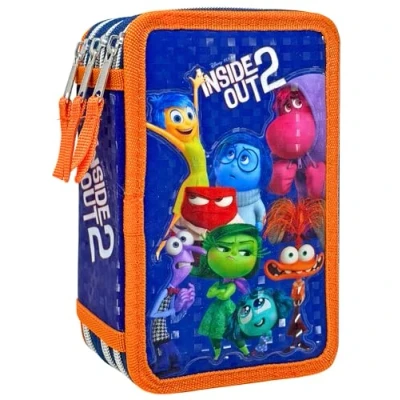 Afbeelding van Clondo Etui met 3 vakken, 3D kinderen, jongens en meisjes, drievoudige vulling, 44 accessoires voor school, jongens, ritssluitingen, 20 cm, viltstiften, potloden, schrijfwaren, Binnen Out25