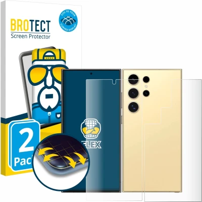 Afbeelding van BROTECT Screenprotector voor Samsung Galaxy S24 Ultra (case friendly) (Voor+Achter) Folie Beschermfolie transparant volledig dekking (2 Stuks)