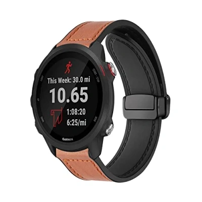 Afbeelding van Garmin Forerunner 55/245/645 magnetische leren armband siliconen compatibel met