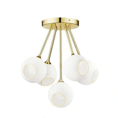 Afbeelding van Ballroom Molecule plafondlamp, wit, glas, 5 lamps