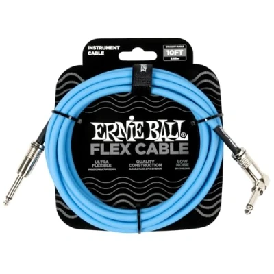 Afbeelding van Ernie Ball Flex Cable instrumentenkabel recht en schuin, 3 m, blauw