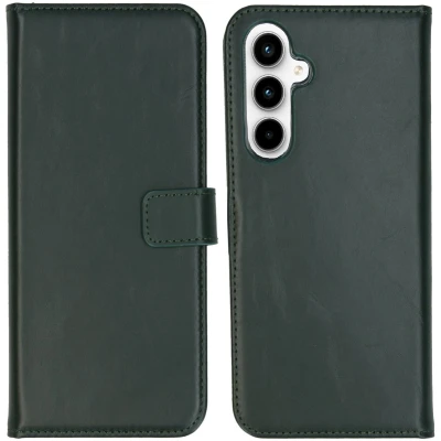 Afbeelding van Selencia Hoesje Geschikt voor Samsung Galaxy A55 Met Pasjeshouder Echt Lederen Bookcase Groen