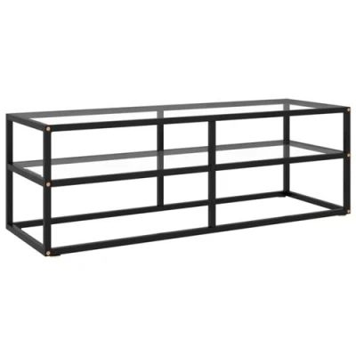 Afbeelding van Tv meubel met gehard glas 120x40x40 cm zwart