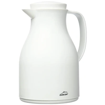 Image de Lacor 62575 Carafe isotherme sans BPA avec double paroi et couche de verre à l&#039;intérieur, Blanc mat, 1&#039;00 L, 1 lit en polypropylène