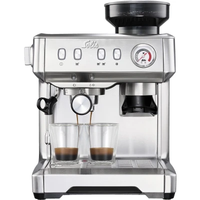 Afbeelding van Solis Grind &amp; Infuse Compact 1018 Pistonmachine Espressomachine Geschikt voor Pads RVS Zilver