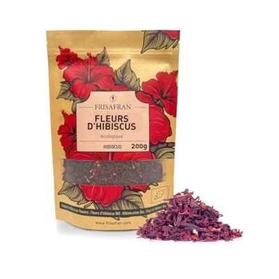Afbeelding van FRISAFRAN biologische gedroogde hibiscusbloem, 200 g, HIBISCUS Los Jamaicaanse bloem Drainerende Detox Infusie Hibiscusthee IJsthee en kruidenthee Jamaicaans water