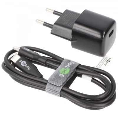 Afbeelding van Goobay Lightning/USB C PD oplaadset (30 W) USB voedingsadapter 30 W inclusief naar Lightning kabel voor bijv. iPhone 12